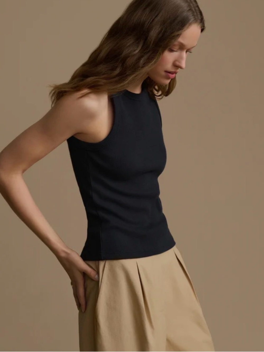 Jenni Kayne Black Cotton Rib Tank